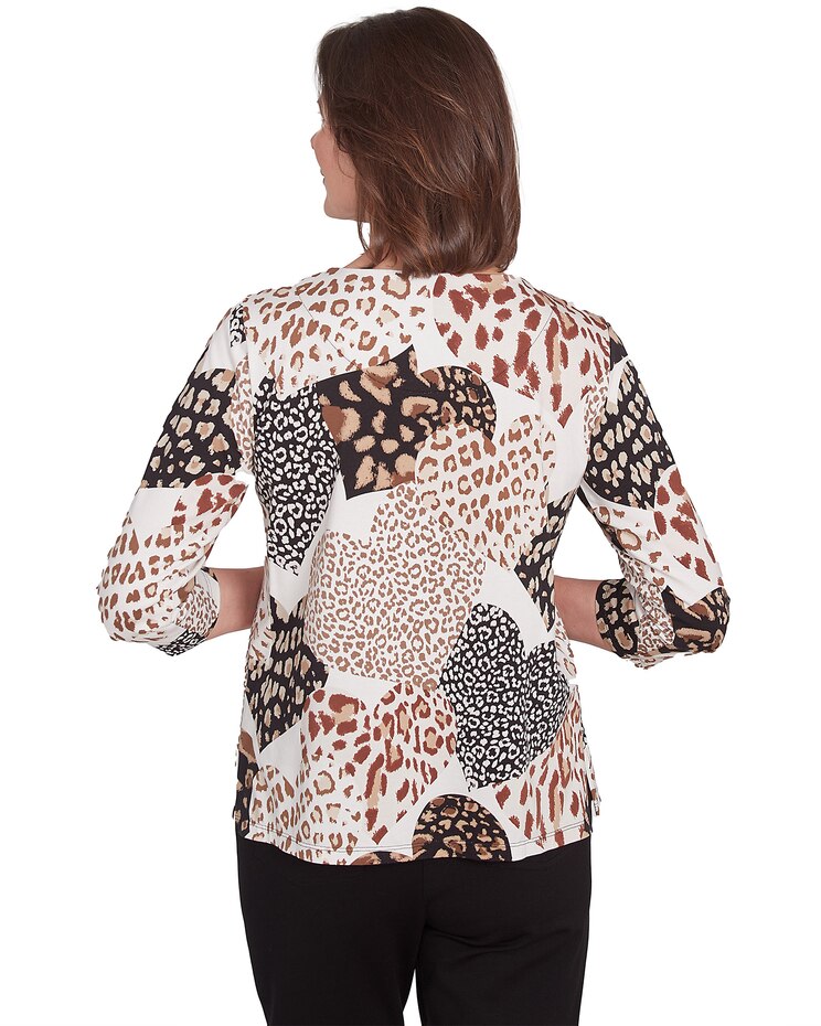 Alfred Dunner® Romancing The Stone Animal Skin Heart Print Tee image number 2