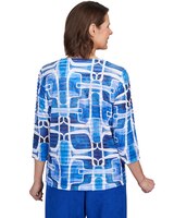 Alfred Dunner® Geometric Ruffle Three Quarter Sleeve Top thumbnail number 2