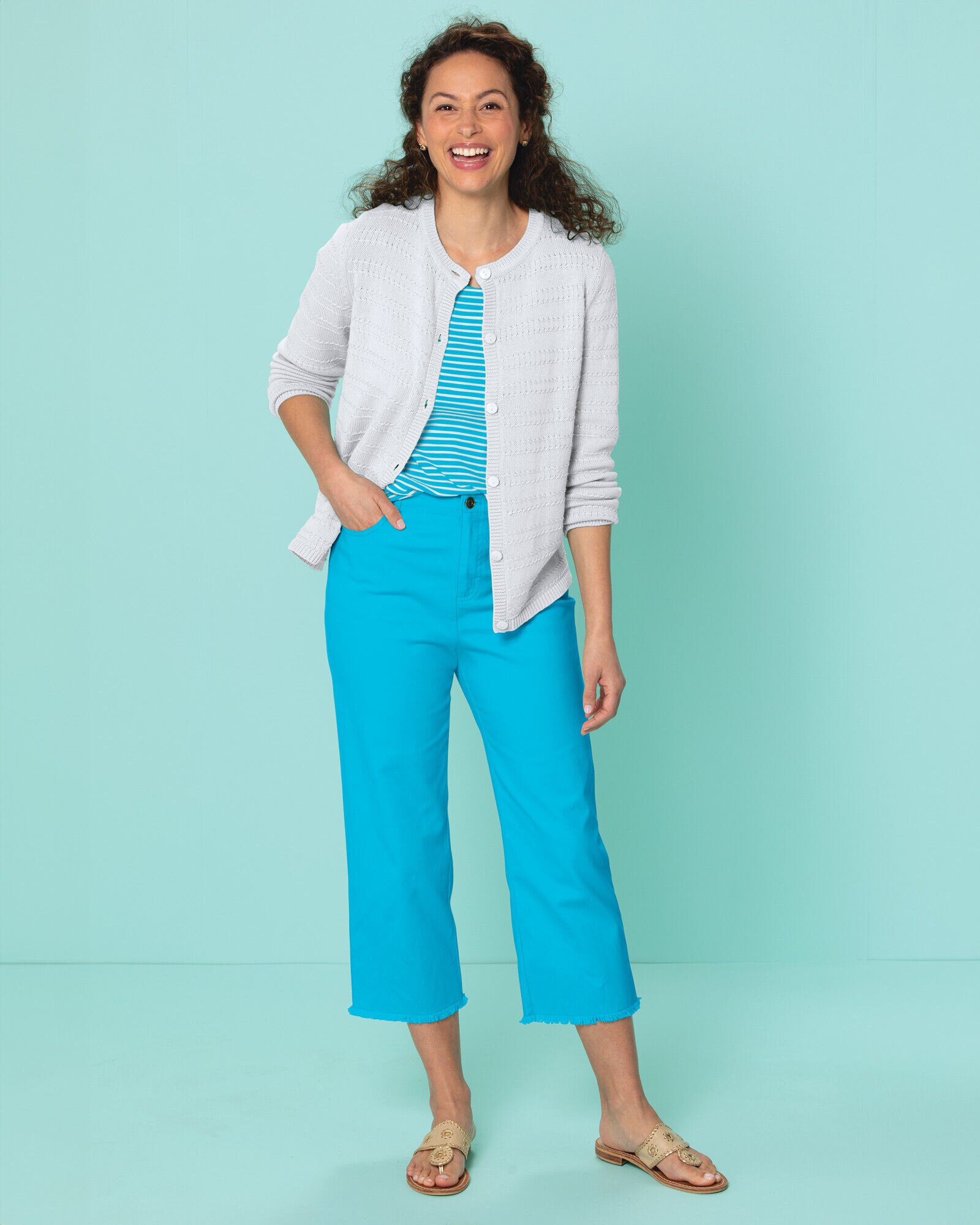 Bayside Cotton Textured Stripe Cardigan | Appleseed's