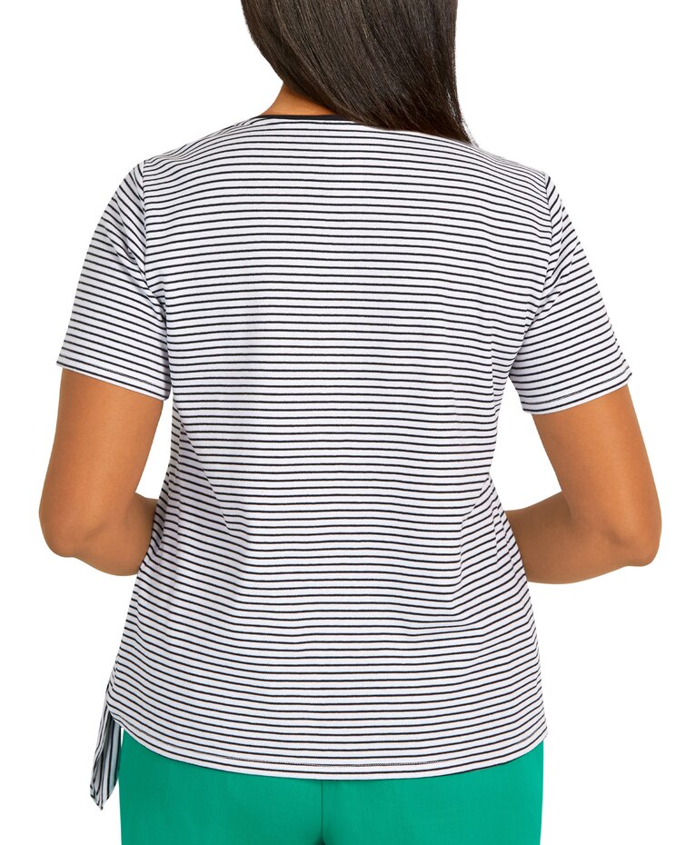 Alfred Dunner® Island Vibes Center Parrot Stripe Top image number 2