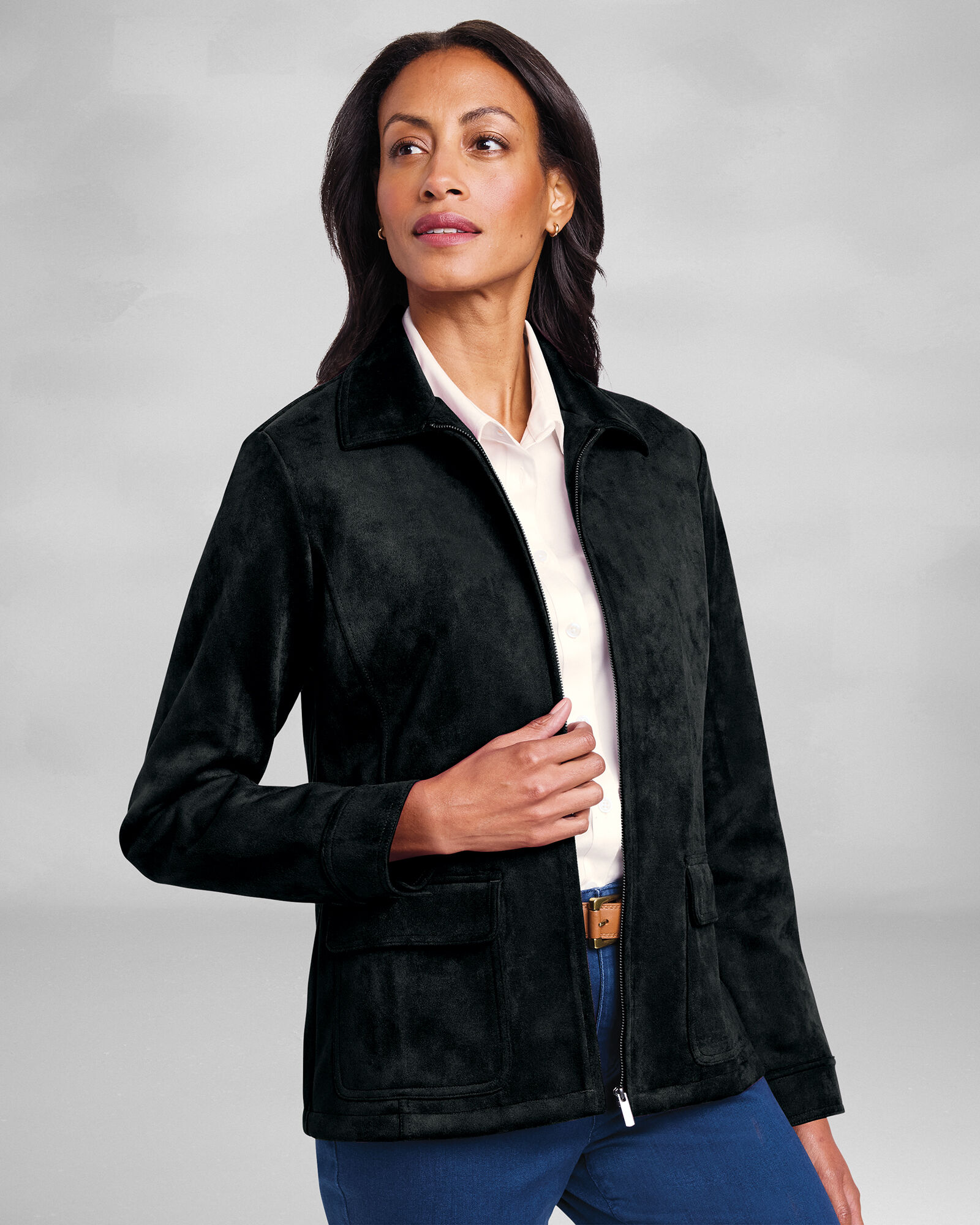 Zip front jacket women's discount