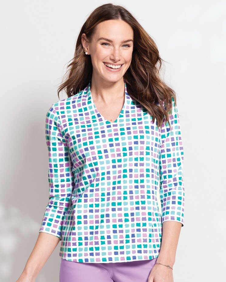 Prima™ Watercolor Check Narrow-V Tee image number 1