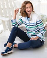 Multi-Striped Knit Henley Top thumbnail number 2