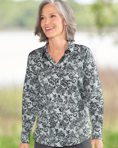 Foxcroft Paisley Floral No-Iron Cotton Shirt
