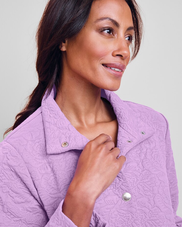 Textured Floral Snap-Front Robe image number 2