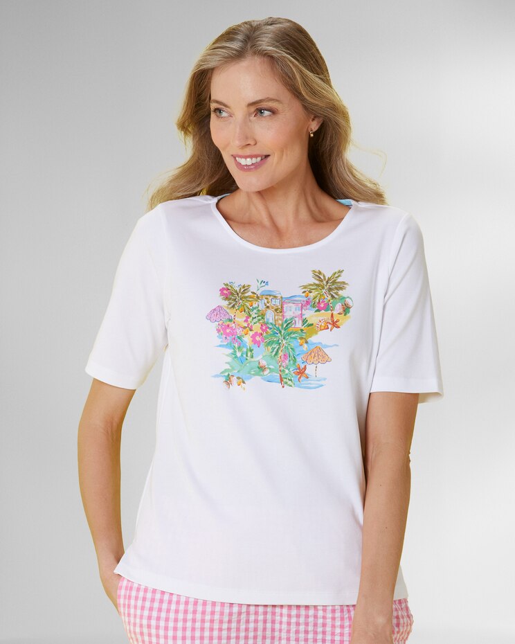 Limited-Edition Essential Cotton Key West Print Tee image number 1