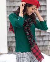 Holly Berry Plaid-Border Scarf thumbnail number 2