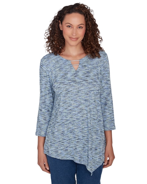 Ruby Rd® Paisley Patch Knit Dropneedle Top
