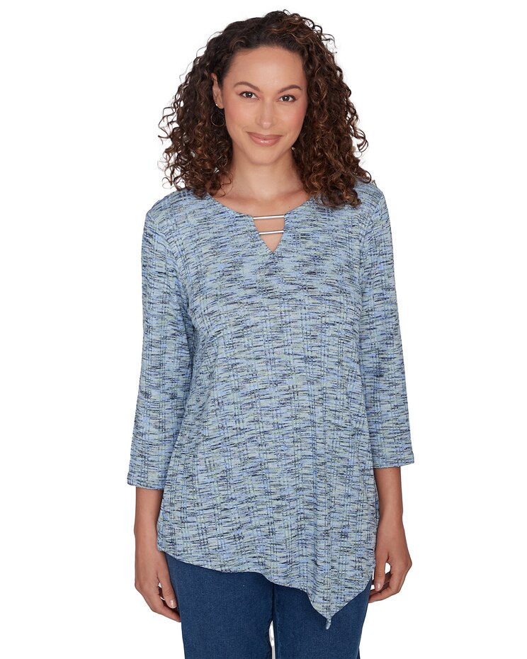 Ruby Rd® Paisley Patch Knit Dropneedle Top image number 1