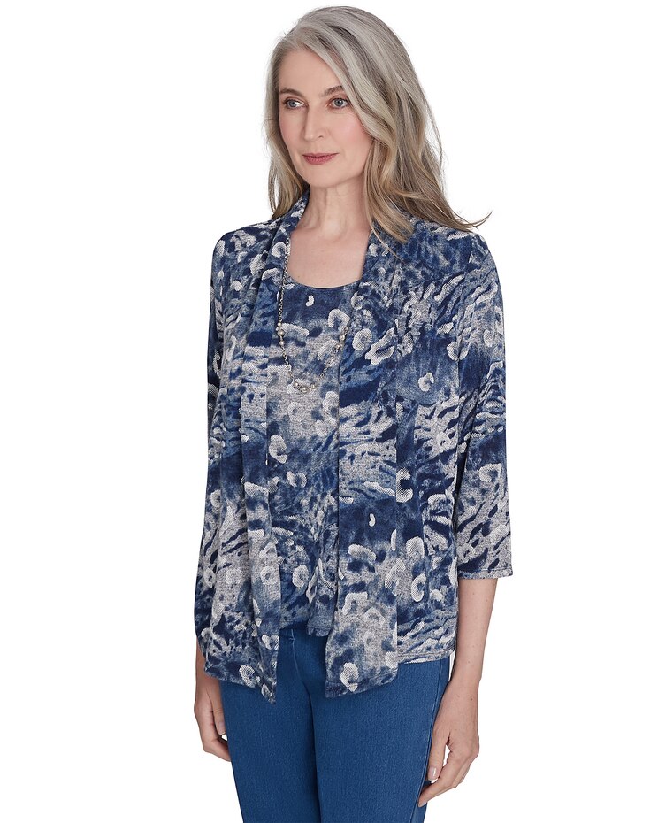 Alfred Dunner® Classics Animal Melange Two in One Top image number 3