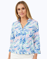 Lucie 3/4 Sleeve Tropical Paint Strokes Blouse thumbnail number 1