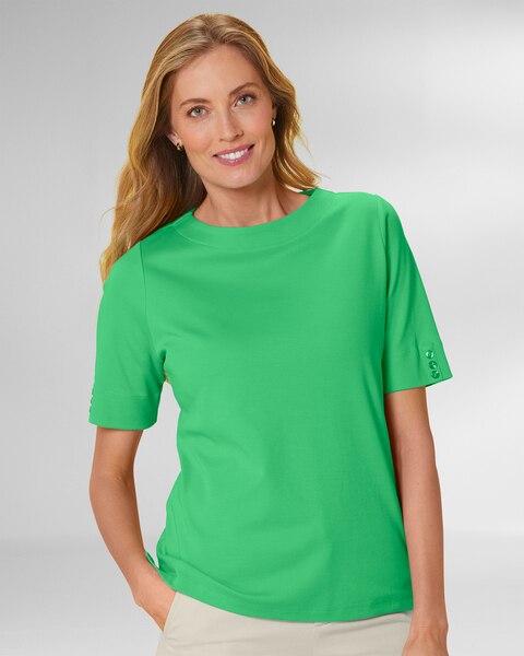Essential Cotton Solid Elbow-Sleeve Tee
