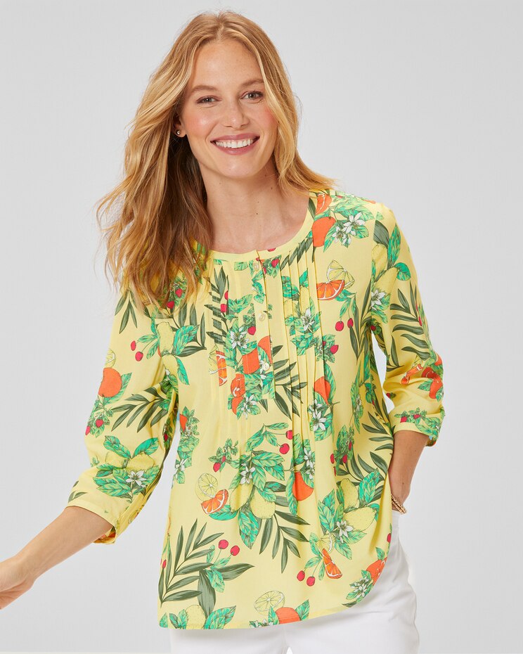 Citrus-Print Pintuck Popover image number 1