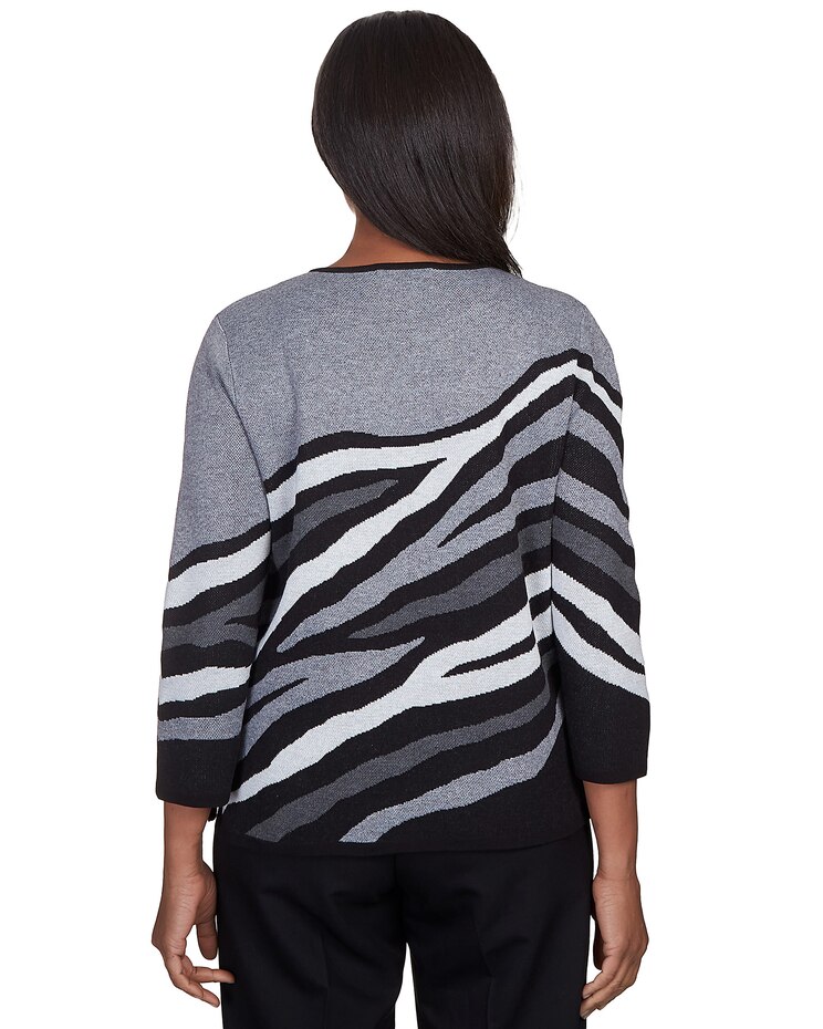 Alfred Dunner® Animal Jacquard Crew Neck Sweater image number 2