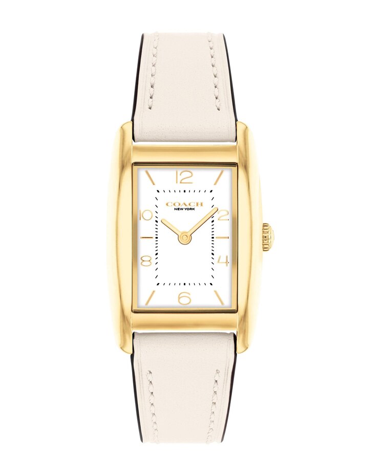 Coach Reese Goldtone Cream Leather Strap Watch image number 1