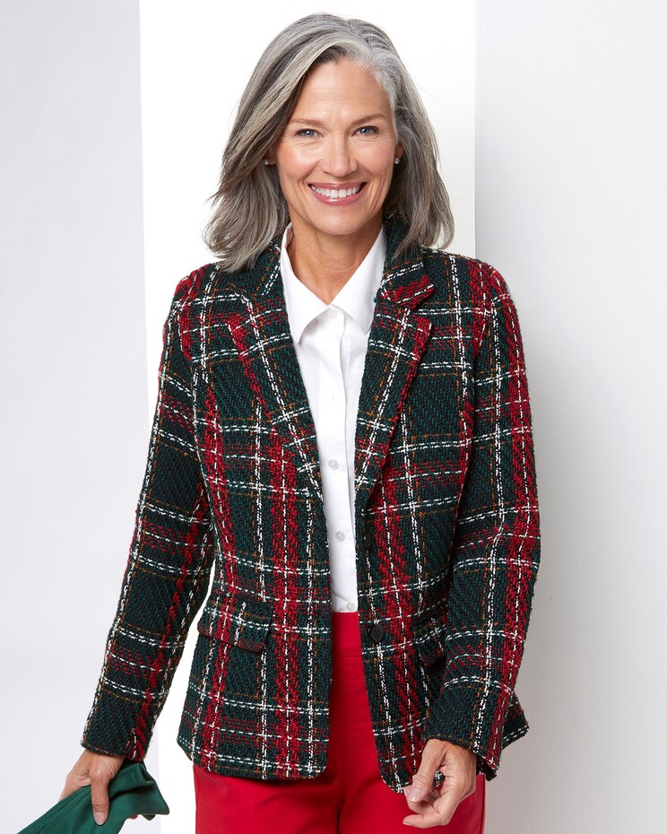 Textured Plaid Blazer image number 1