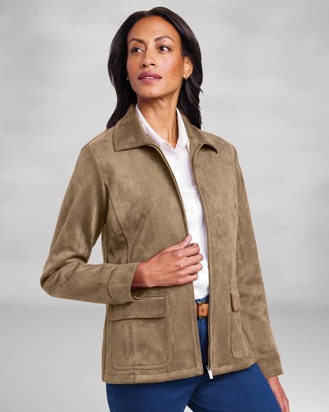 Microsuede Zip-Front Jacket