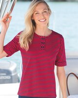 Mini Statement-Stripe Cotton Knit Henley thumbnail number 1