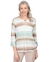 Alfred Dunner® St.Moritz Split Neck Watercolor Stripe Shimmer Top thumbnail number 1