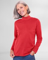 Essential Cotton Long-Sleeve Solid Mockneck thumbnail number 2