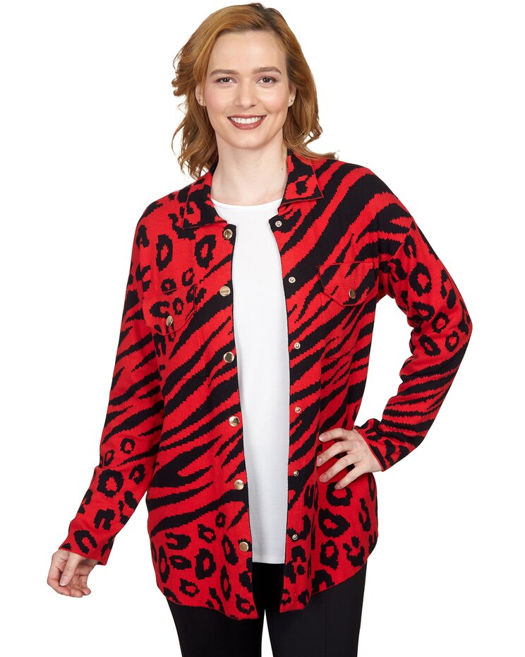 Ruby Rd® Animal Print Sweater Jacket image number 1
