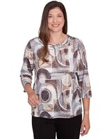 Alfred Dunner® Romancing The Stone Geometric Patch Print Tee thumbnail number 1