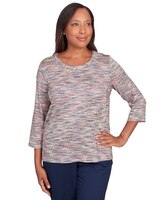 Alfred Dunner® A Fresh Start Space Dye Split Hem Top thumbnail number 1