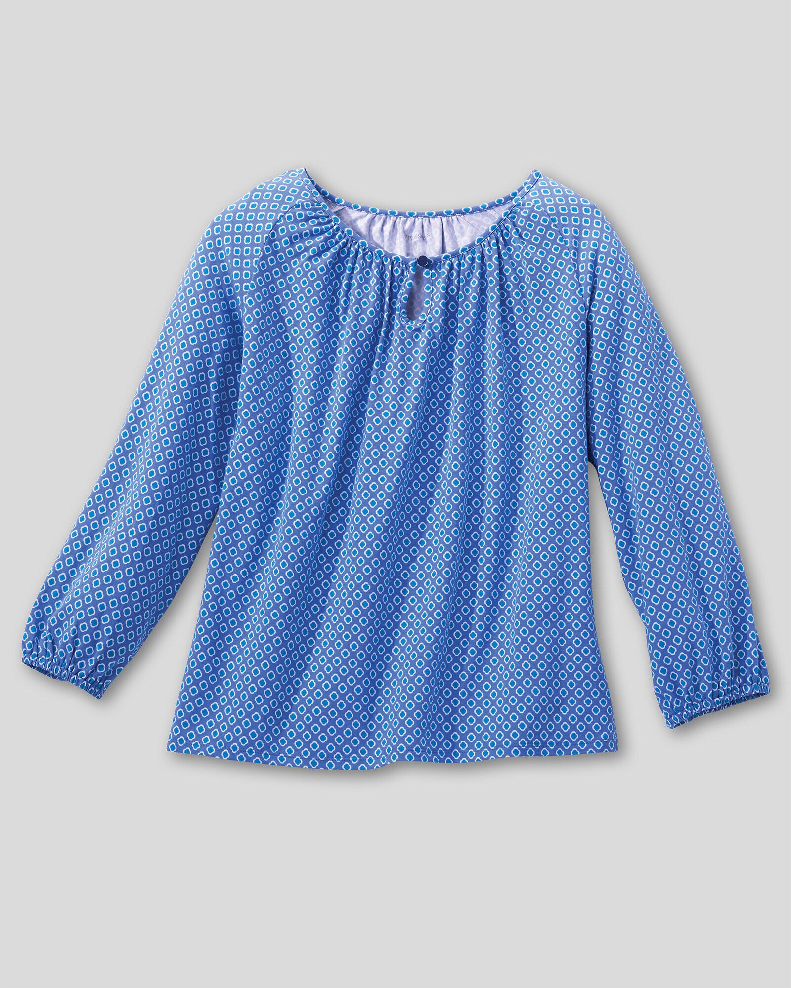 Eyelet-Trim Luxe Jersey Split-Neck Tee | Appleseed's