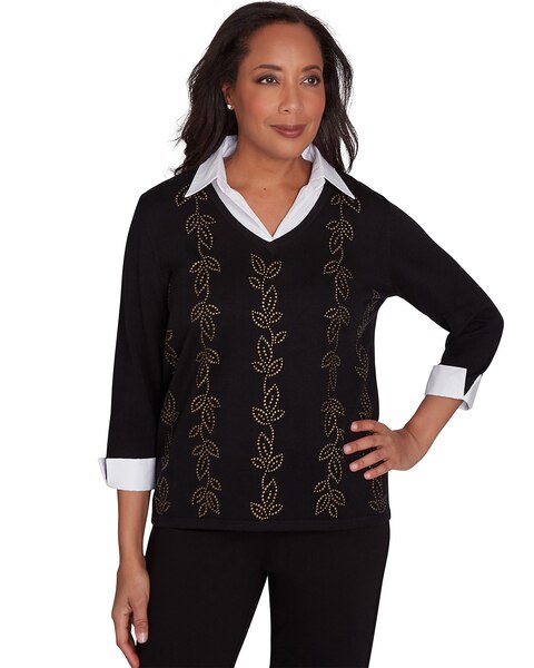 Alfred Dunner® Rue Rivoli Beaded Embroidered Cozy Two in One Top