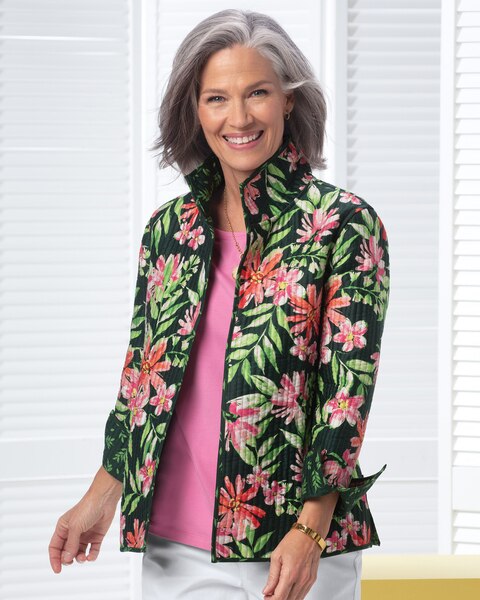 Limited-Edition Tropical Garden Reversible Quilted Jacket