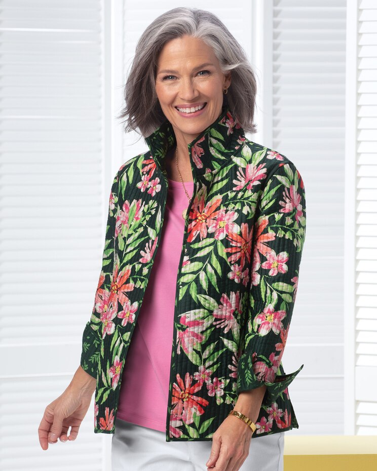 Limited-Edition Tropical Garden Reversible Quilted Jacket image number 1