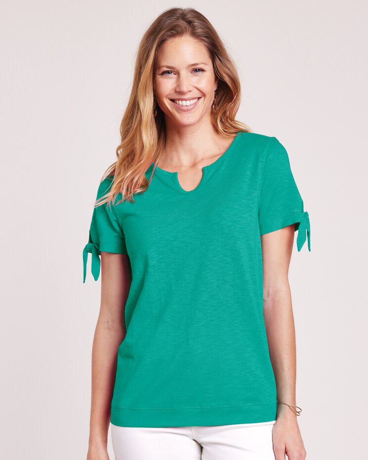 Slub Knit Tie Sleeve Top image number 1