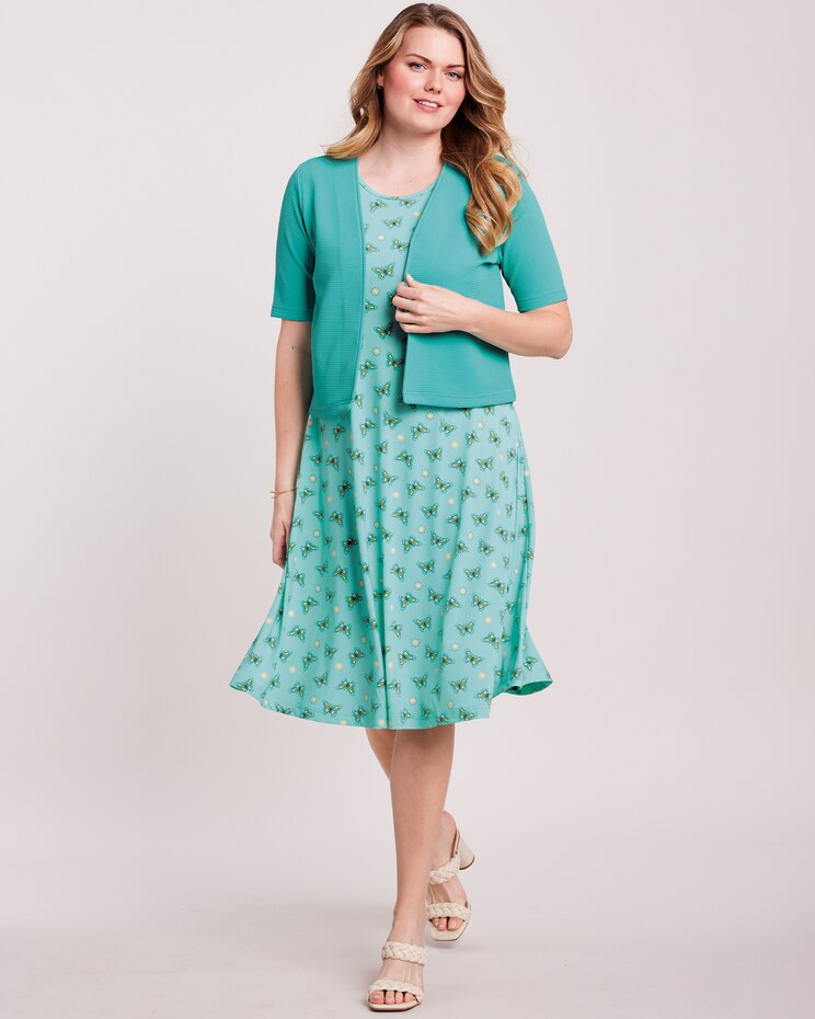 Short-Sleeve 2-Piece Novelty Jacket Dress image number 2