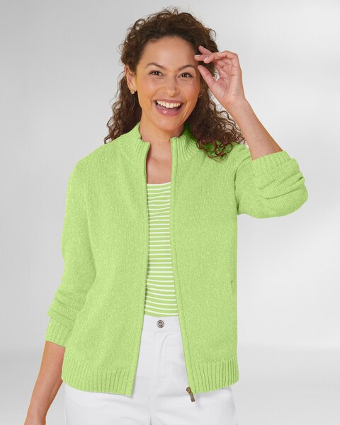 Cotton Zip-Front Cardigan
