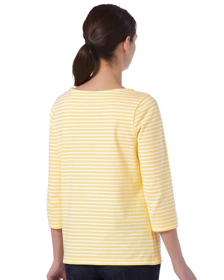 Mini Statement-Stripe Cotton Knit Bateau Tee image number 2