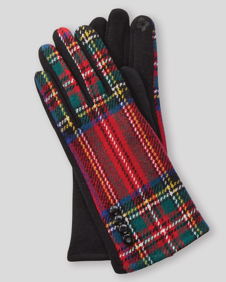 Tartan Plaid Gloves with Touch Screen Finger image number 1