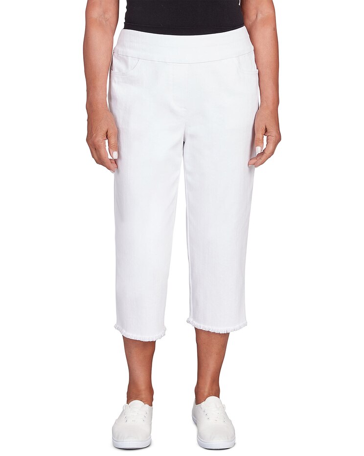 Alfred Dunner® Classics Black Denim Fringe Capri Pant image number 1
