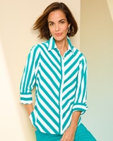 3/4 Sleeve Bias Stripe Shirt thumbnail number 2