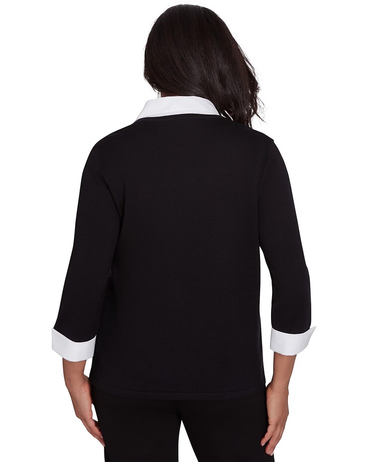Alfred Dunner® Rue Rivoli Beaded Embroidered Cozy Two in One Top image number 2