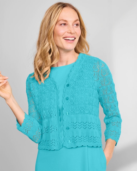 Mixed-Stitch Cardigan Shrug 