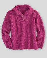 Luxe Bouclé Convertible-Collar Henley thumbnail number 6