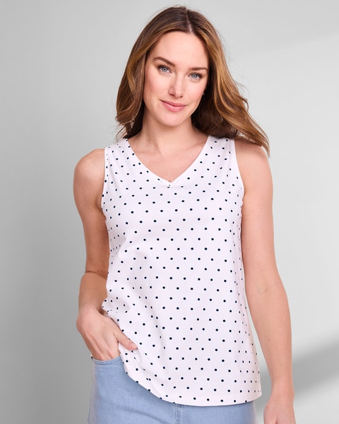 Prima™ Cotton Two-Way Dot-Print Tank 