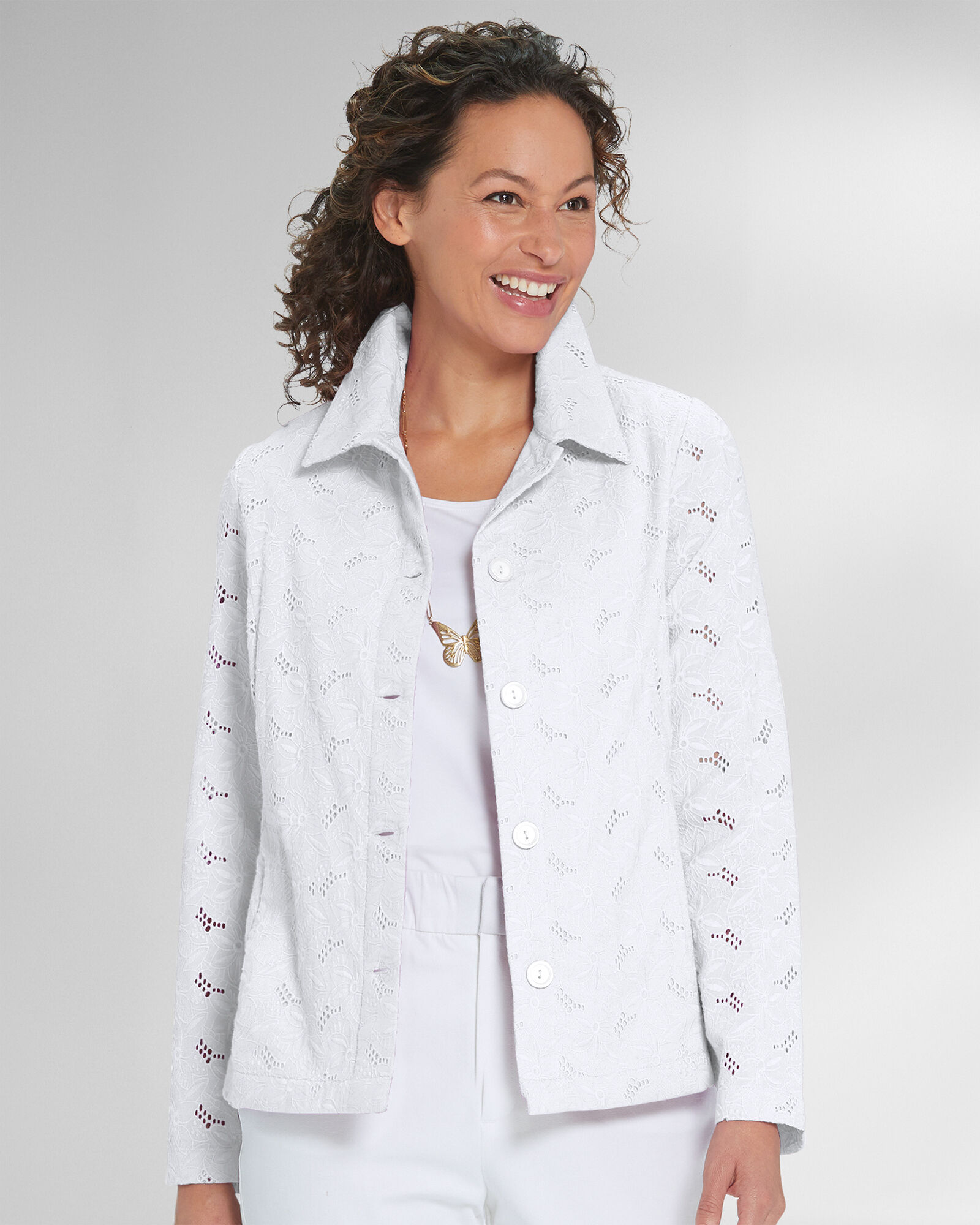 Floral Eyelet Jacket