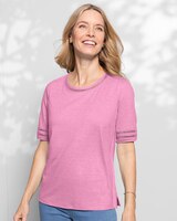 Linen-Blend Elbow-Sleeve Tee thumbnail number 1