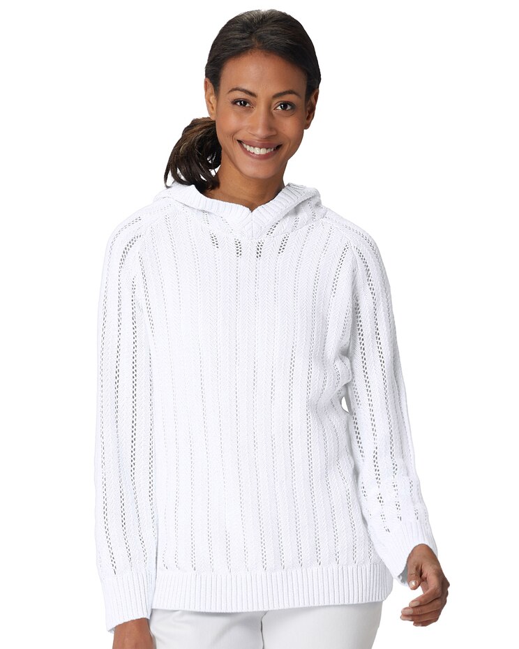 Pointelle Hoodie Sweater image number 1