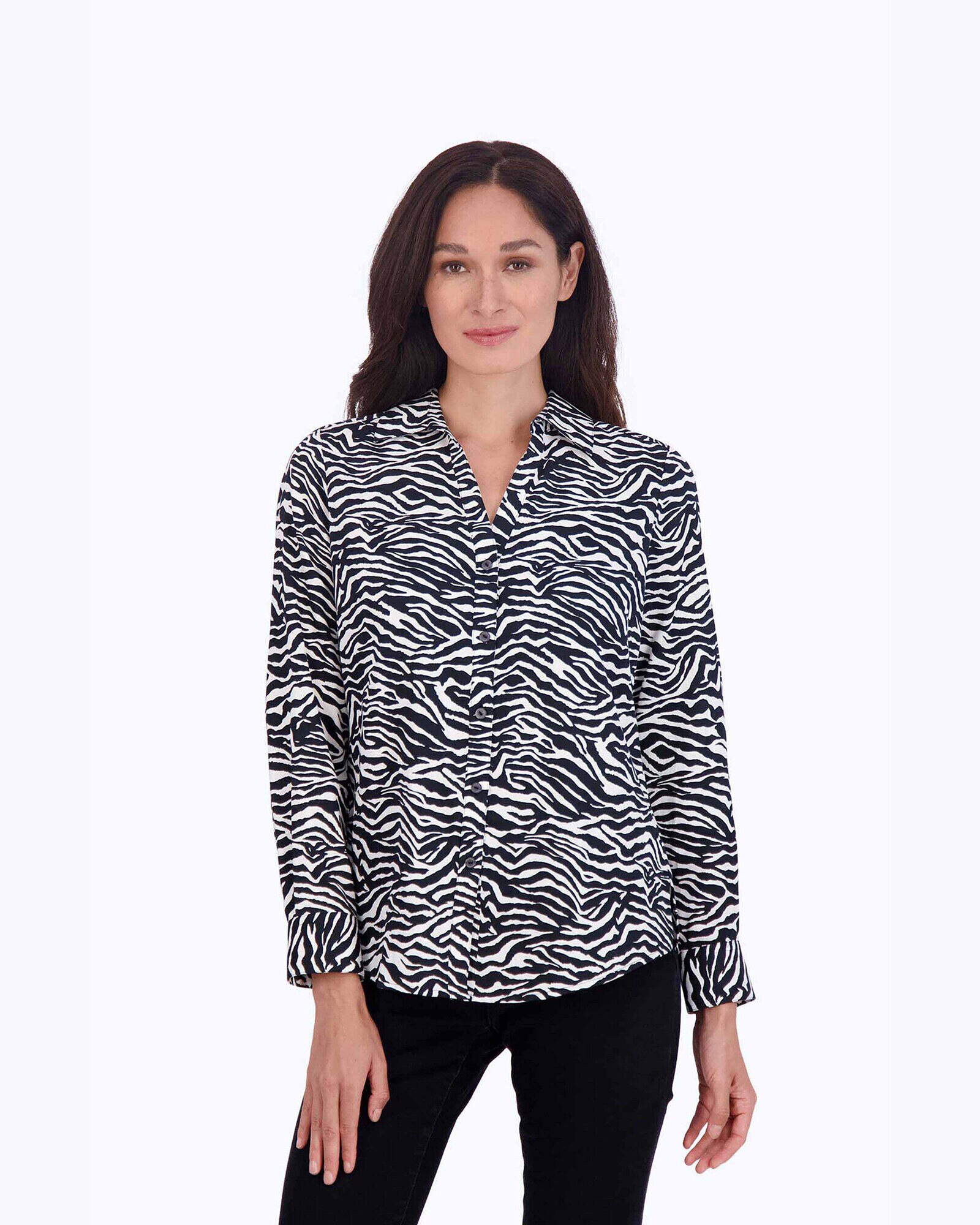 Mary No Iron Zebra Print Shirt | Appleseed's