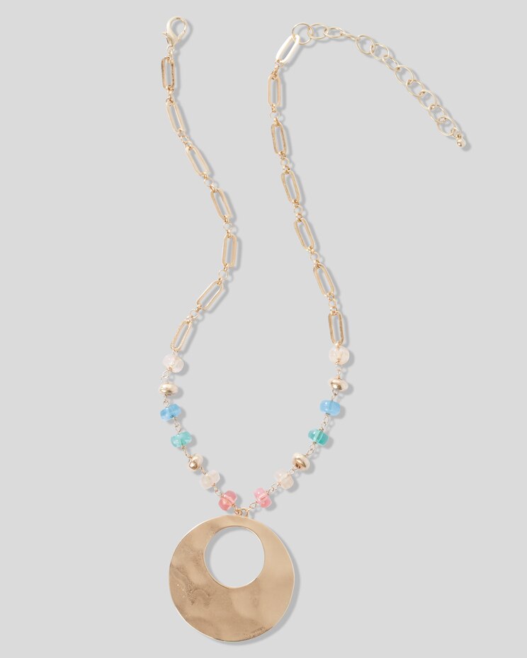 Hammered Pendant Bead Necklace image number 2