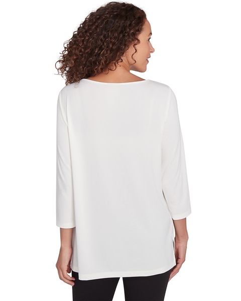 Ruby Rd® New And Now Knit Emb Solid Top