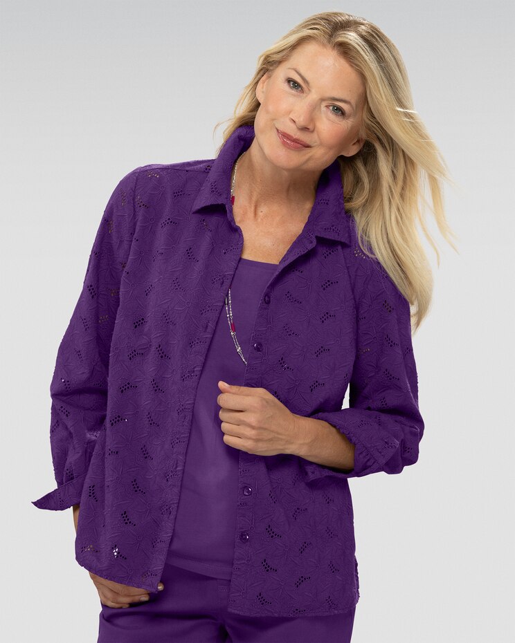 Cotton Embroidered Eyelet Shirt image number 1