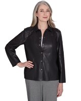 Alfred Dunner® Runway Ready Floral Embroidered Faux Leather Jacket thumbnail number 1